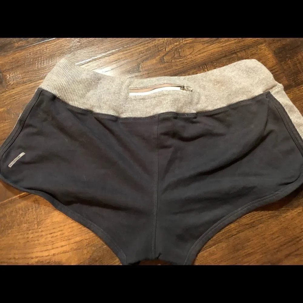 Mondetta Blue and gray cotton/spandex shorts with small zipper in back for a key